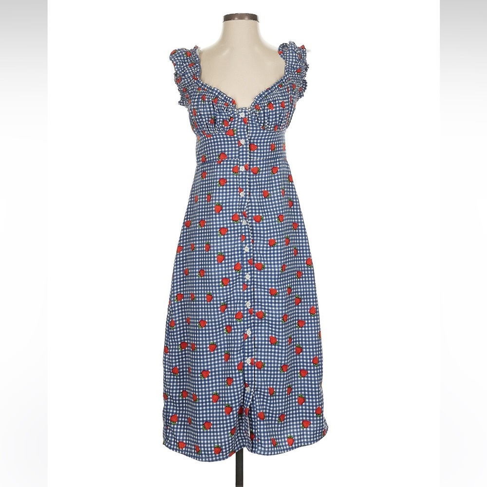 Urban Outfitters Blue Gingham with Strawberries Dress
